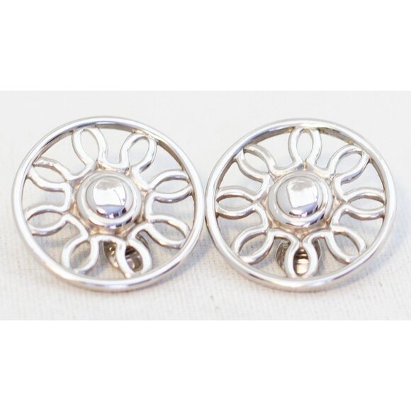 Vintage Sunshine Silver Tone Clip On Earrings by Monet - A17 - Picture 2 of 3